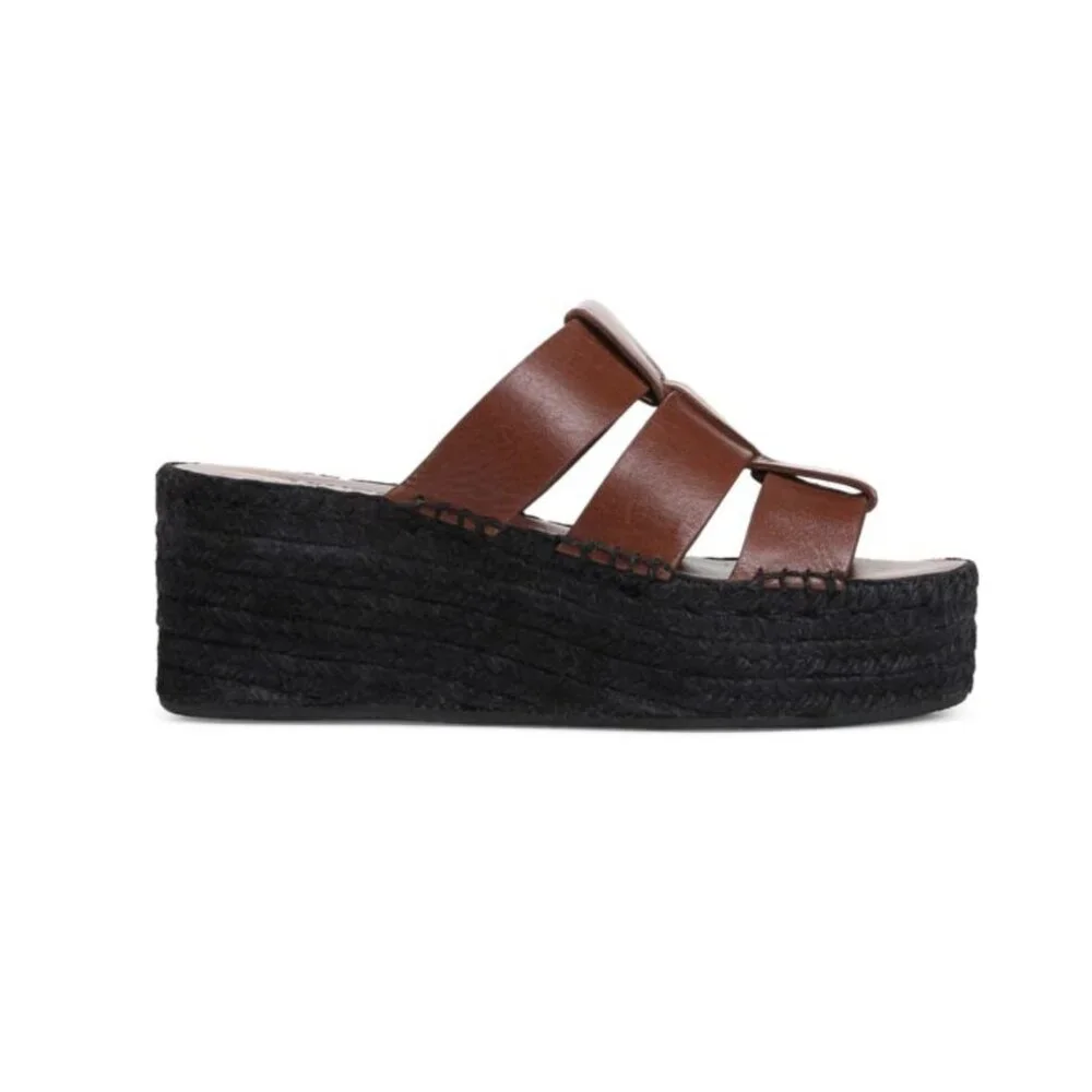 Vince Sabella‎ Espadrille 6 Black Brown Sandals